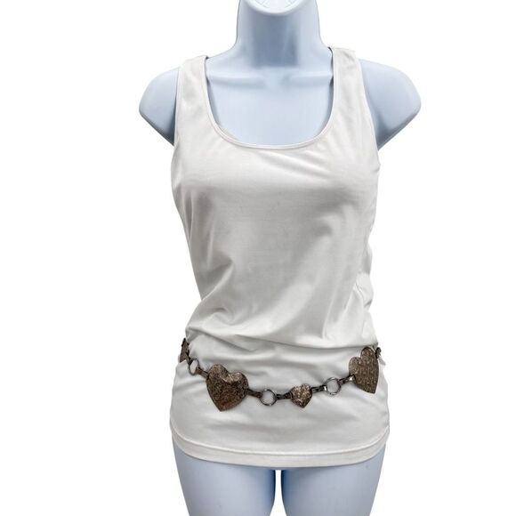 Silver Etched Heart Low Slung Hip Chain Belt 90\'s Y2K main image 6